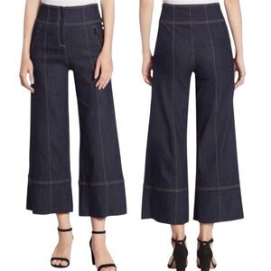 cinq a sept Dark Indigo Wide Leg Cropped Jeans
